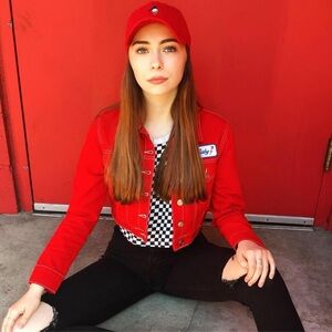 Cute red Jean jacket